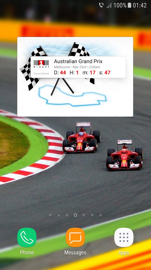 Android Formula 1 Widget - resizable countdown widget