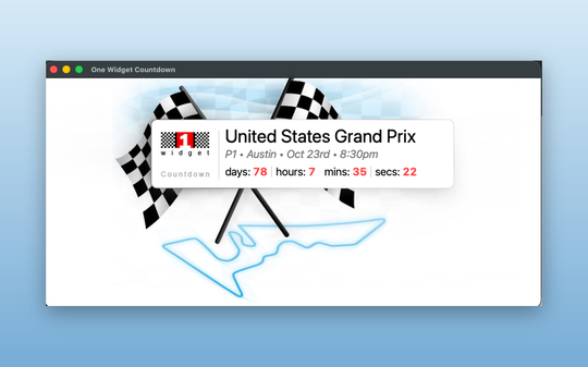 Mac Formula 1 Widget - countdown window