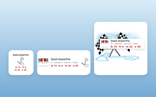Mac Formula 1 Widget - desktop widgets in three sizes